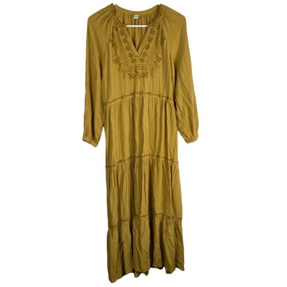 Boho Embroidered Maxi Dress - Mustard - Picture 5 of 13
